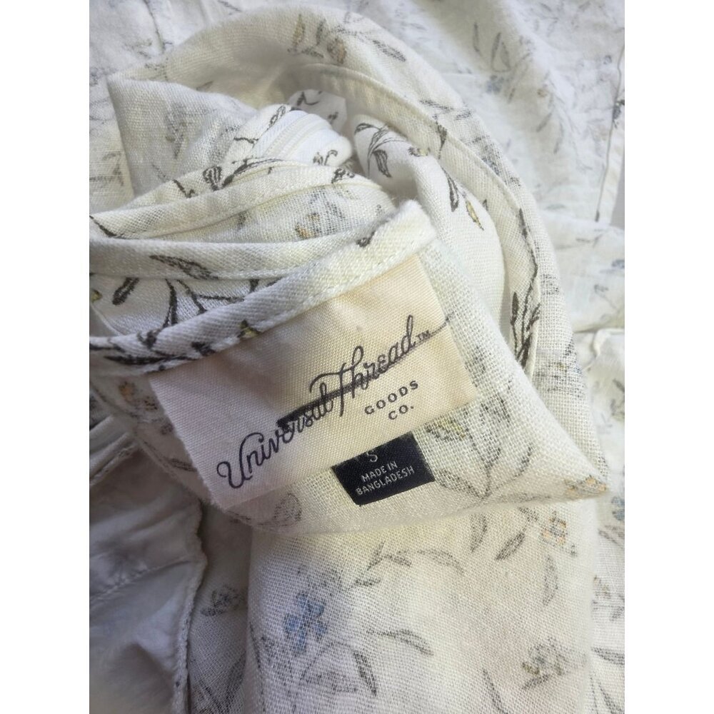 Linen Blnd Floral Midi Dress Sz S Racerback White Botanical NEW Universal Thread - Picture 6 of 9